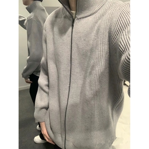 灰色开衫毛衣开衫薄款针织衫纯色外套1213-M2425-P55图片