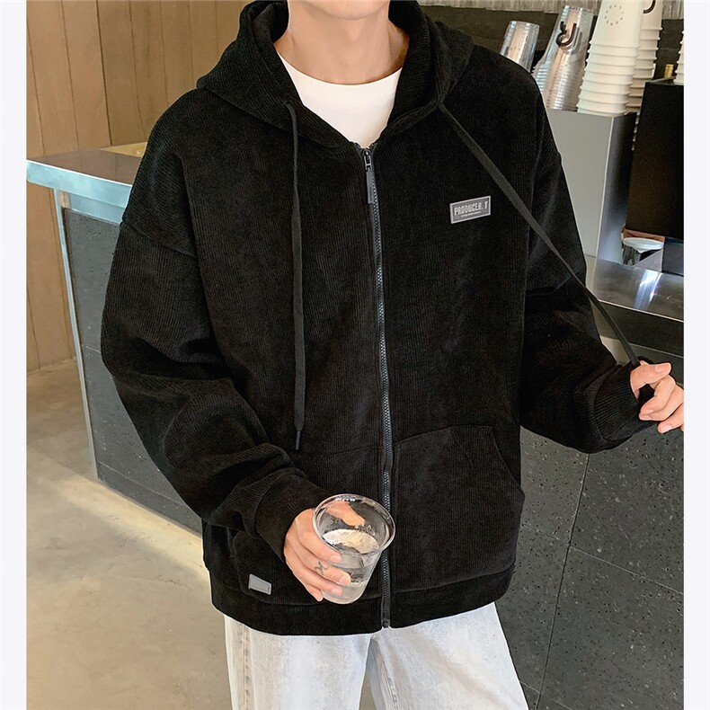 主推 灯芯绒外套男复古美式连帽开衫卫衣秋季夹克潮流 P88图片