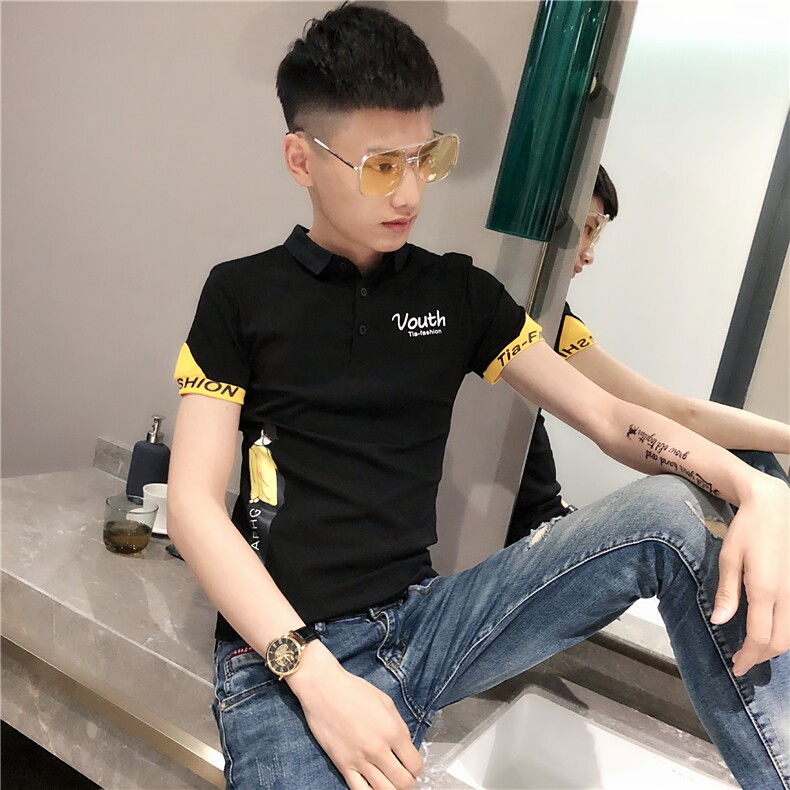夏季短袖POLO衫男休闲社会小伙印花火半袖T恤衫C301B-PL08,男装Polo衫,电商C301B