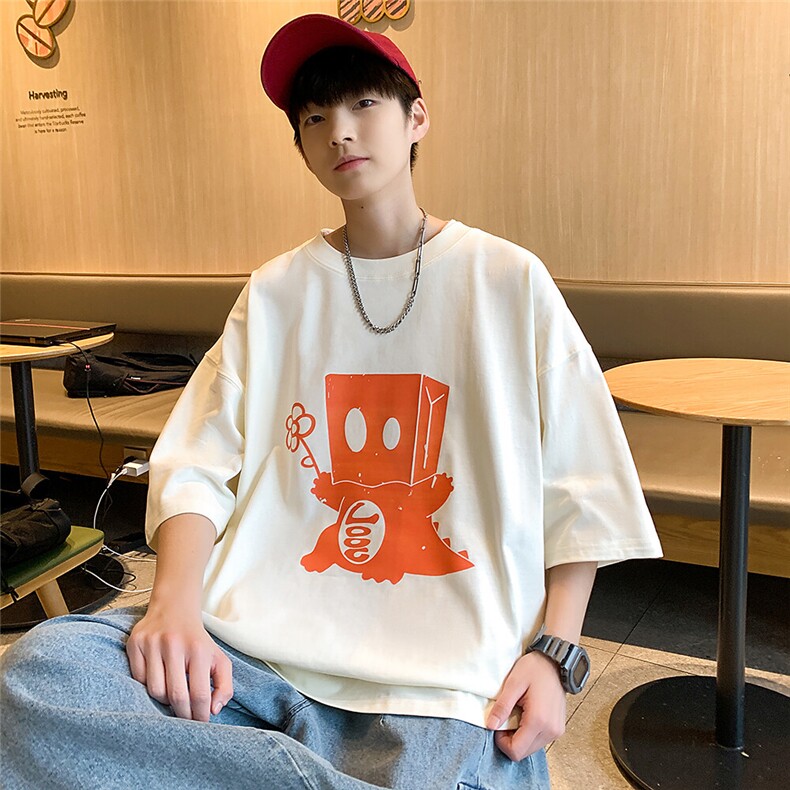 夏季新款纸袋恐龙趣味印花短袖宽松M~5XLXZ604-DT219-P25控39,男装T恤,星座604