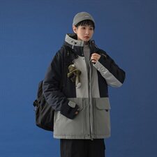 20年冬季新款撞色拼接连帽学院风羽绒服含DS-B293-Y782-P245，男装羽绒服，电商A306