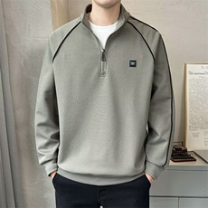A194-P47男2025年秋季宽松休闲卫衣简约刺绣潮流时尚立领半拉链，男装卫衣，电商B323A