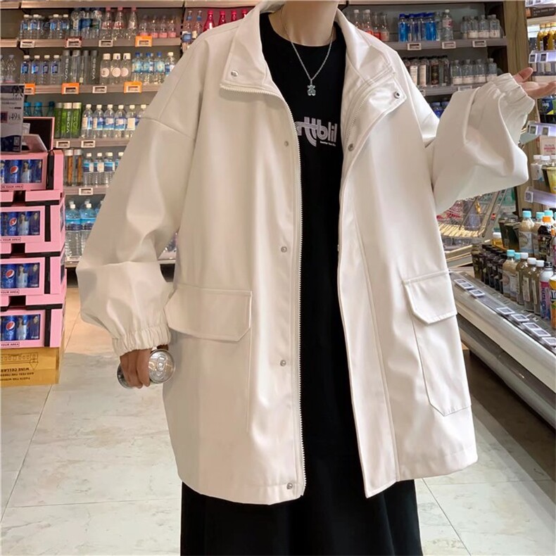 黑色pu皮衣男2025春秋季新款韩版复古bf风痞帅宽松机车夹克外套潮图片