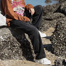 美式新款泼墨牛仔裤男宽松潮牌直筒休闲设计感阔腿长裤60665-p43，男装牛仔裤，星座1008