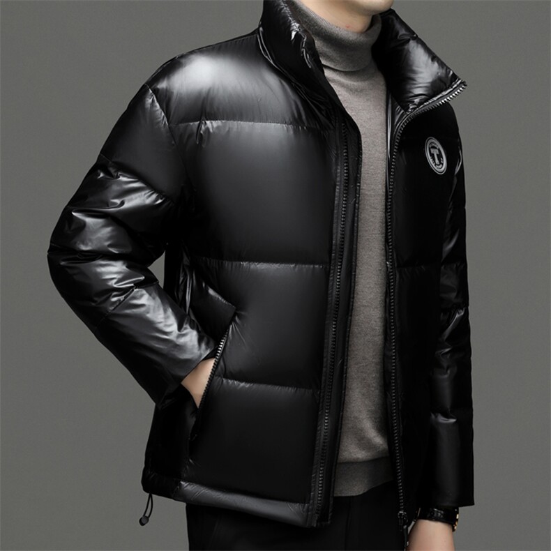 男装冬季新款加厚白鸭绒羽绒服休闲立领纯色男士中年商务保暖外套,男装羽绒服,电商B212（原钱塘6029）