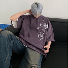 得物抖音直播高品质麂皮绒风印花宽松短袖djp296-特批23控39，男装T恤，星座605(原A050)