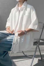 现货CS1126-特P38小众肌理感设计感大码衬衫男（含领带可拆卸），男装衬衫，电商A059