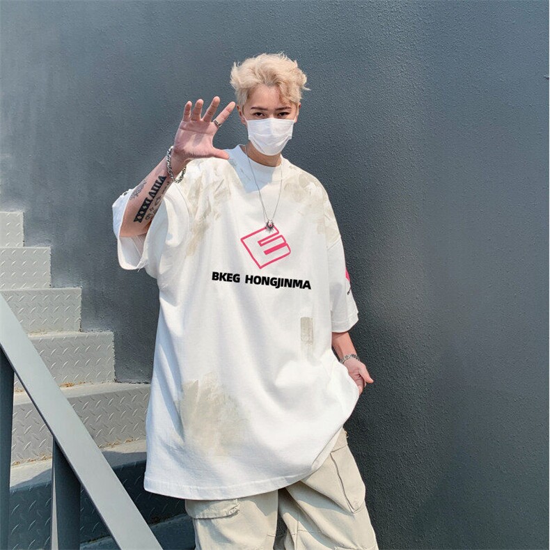 DXX7-P48美式潮牌新款废土风做脏做旧短袖夏季hiphop街头复古T恤,男装T恤,星座603-2
