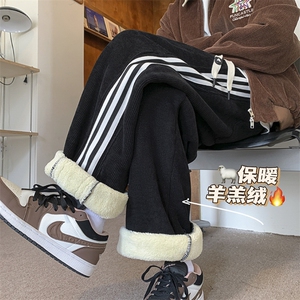 羊羔毛加绒加厚得物二开休闲裤白底平铺图现货C323-1-JR8882-P58图片