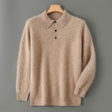2025年秋季套头长袖青春流行POLO领，男装羊毛衫，暮绒羊羊绒