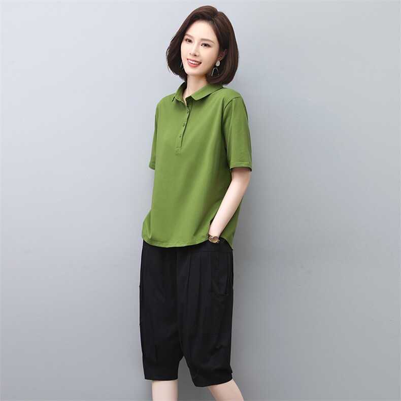 时尚休闲套装女夏2023新款宽松洋气减龄短袖T恤休闲裤两件套,女装套装/套裙,涵誉