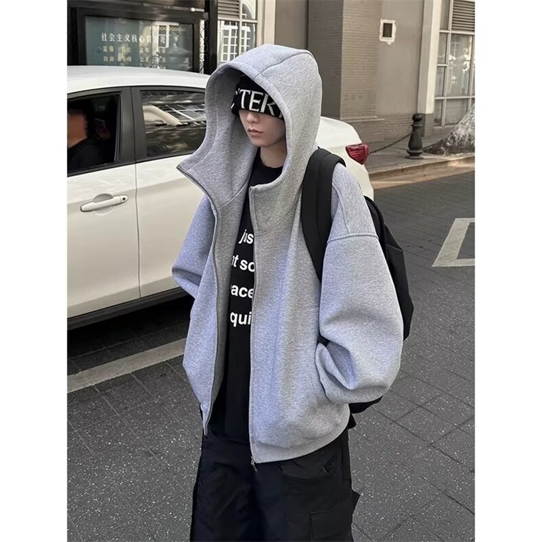 新款卫衣港风宽松简约连帽卫衣开衫男潮流帅气百搭513A WY2600P65图片