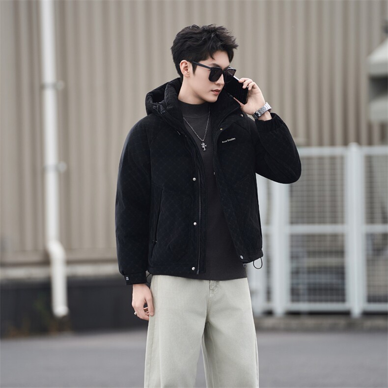 68828-M-4XL-P225标50绒男士休闲连帽皮质保暖百搭羽绒服外套,男装羽绒服,电商B255
