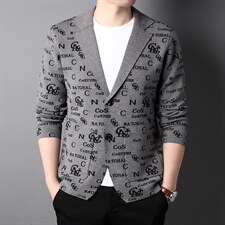 春秋季男士针织开衫春装中年爸爸休闲时尚印花外套2023新款，男装卫衣，电商B212（原钱塘6029）