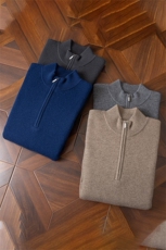 商务休闲拉链半高领纯色羊绒衫男套头毛衣秋冬新款针织打底羊毛衫，男装羊绒套衫，欧力羊绒