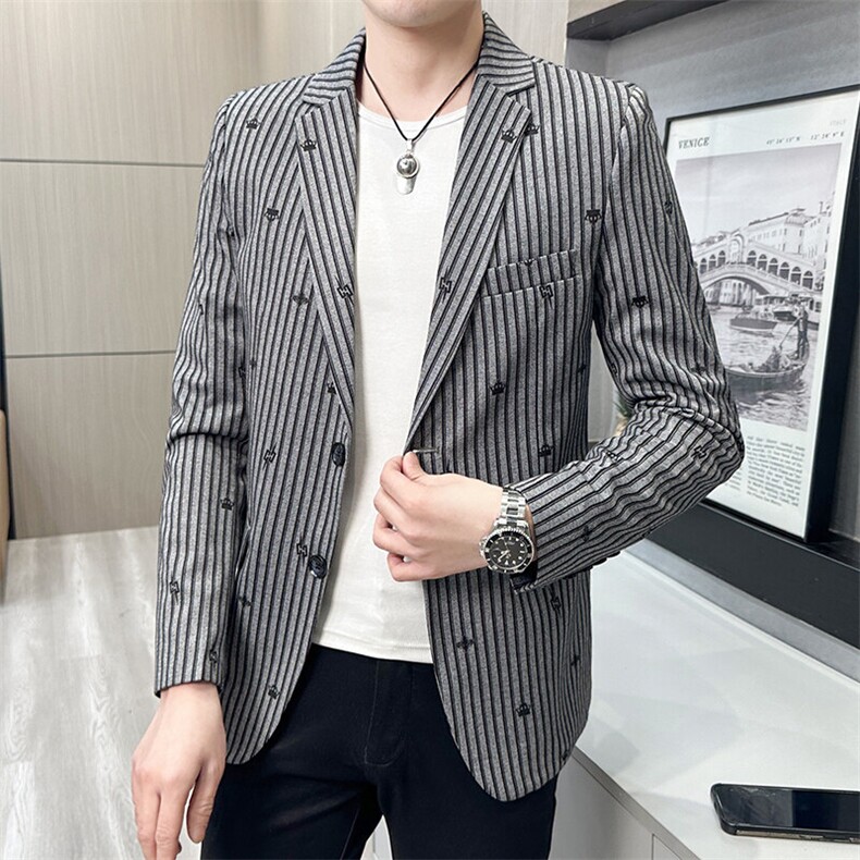 春秋帅气休闲韩版修身提花男士小西服两扣西服XZ613B-5312-P70，男装西服，星座613B