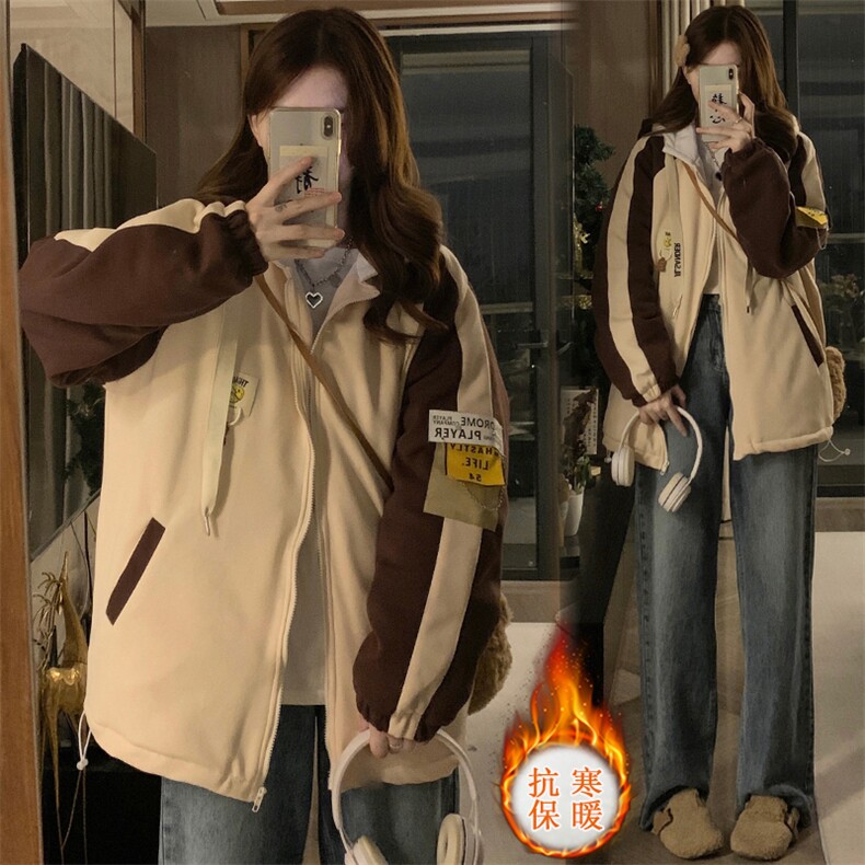小熊学院风棒球服外套少女冬装2025新款学生宽松加厚棉衣C475-100图片
