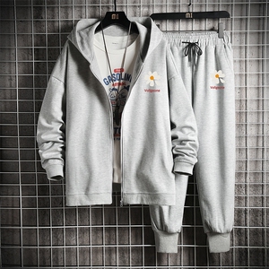 TK6059-P85 开衫连帽卫衣套装男运动套装两件套 网格挂拍图片