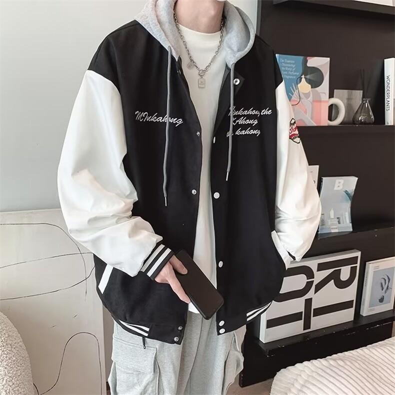 可拆卸连帽春夏季薄款夹克外套男潮牌美式宽松大码JL663-P63,男装夹克,星座1109-3