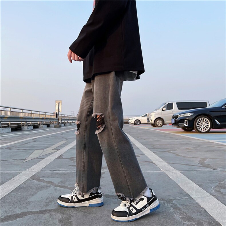 毛边牛仔裤男女中性小脚裤九分D325YD01P45,男装牛仔裤,电商D325