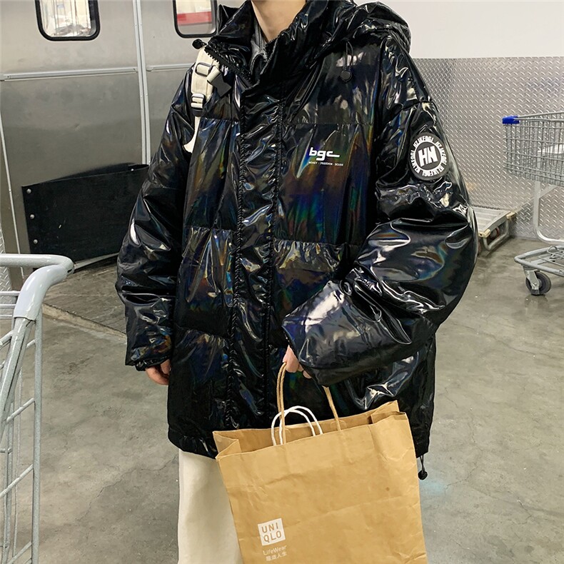 羽绒服男冬季2023新款亮面防水连帽短款羽绒衣加厚防寒白鸭绒外套图片
