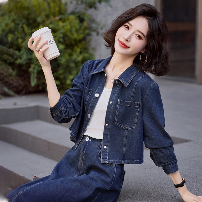 【现货新品】新款时髦减龄牛仔外套半裙两件套2024秋季新品，女装套装/套裙，慕依路