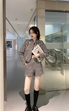 小香风格子套装，女装职业装，沐依惜(2F)