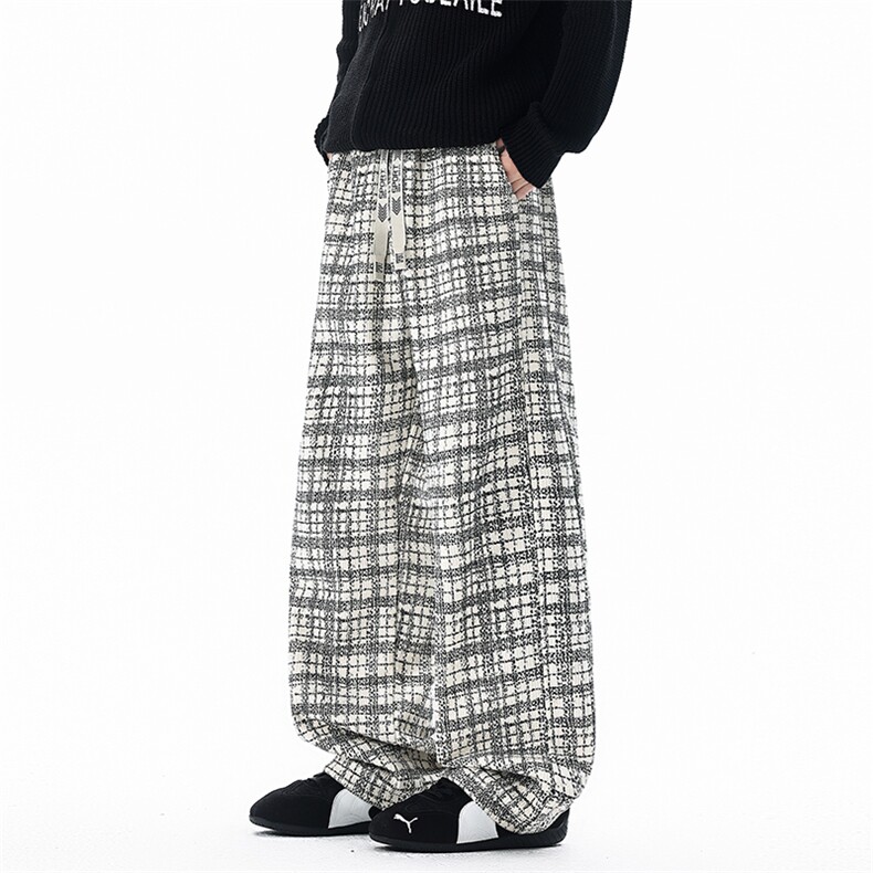 秋冬加绒印花格子弯刀裤K922P40加绒50,男装卫衣,电商A073