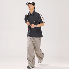 2024夏季新款男日系潮牌拼色polo衫宽松翻领短袖T恤PL66-F55，男装Polo衫，电商A101（原外27）