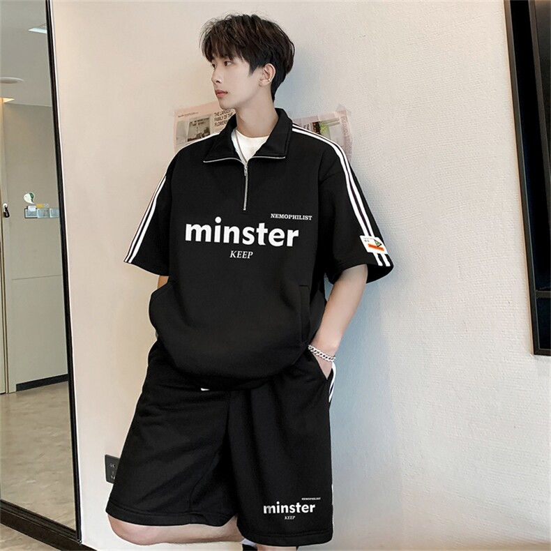 现货不缺货夏季休闲运动套装百搭撞色套装1209-1-TZ13-P65，男装休闲套装，星座1209-1