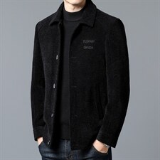 商务中年男士休闲新款2023年冬季新款加绒夹克时尚翻领百搭外套，男装夹克，电商B212（原钱塘6029）