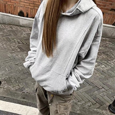 抖音得物高品质二开美式高街重磅结构辑明线纹理连帽卫衣外套W109，女装短外套，电商A486-1