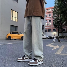 美式炸街牛仔裤男潮流ins痞帅毛边阔腿裤潮牌休闲长裤N6928-p40，男装牛仔裤，星座1008-1