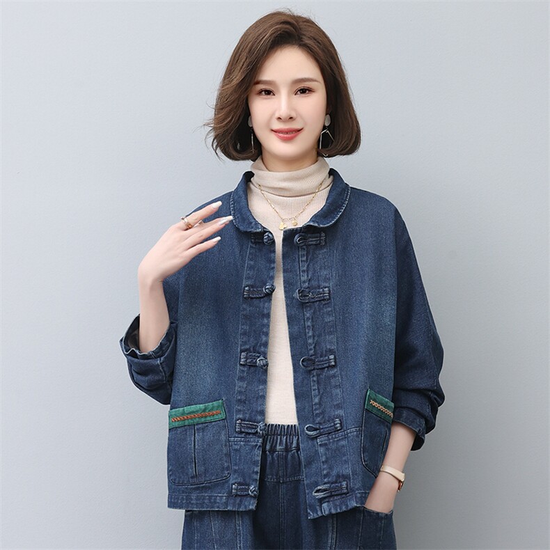 时尚宽松牛仔外套女秋冬季新款韩版显瘦长袖上衣百搭休闲夹克,女装衬衫,叶笙衣