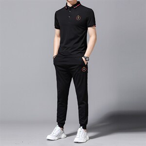 2023年夏款潮流休闲时尚男士短袖运动套装P145,男装休闲套装,电商D223-1