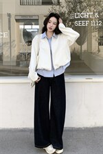 2026新款春季纯色条纹拼接假两件外套2D009-2601P160控258，女装短外套，2D009