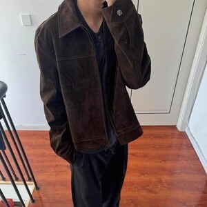 美式短款行政夹克男高级感棕色外套韩系工装飞行员上衣813-2-Y217图片