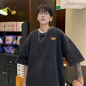 量大优 供视频 240g重磅美式炒雪花水洗做旧短袖t恤SXT502-特P25图片