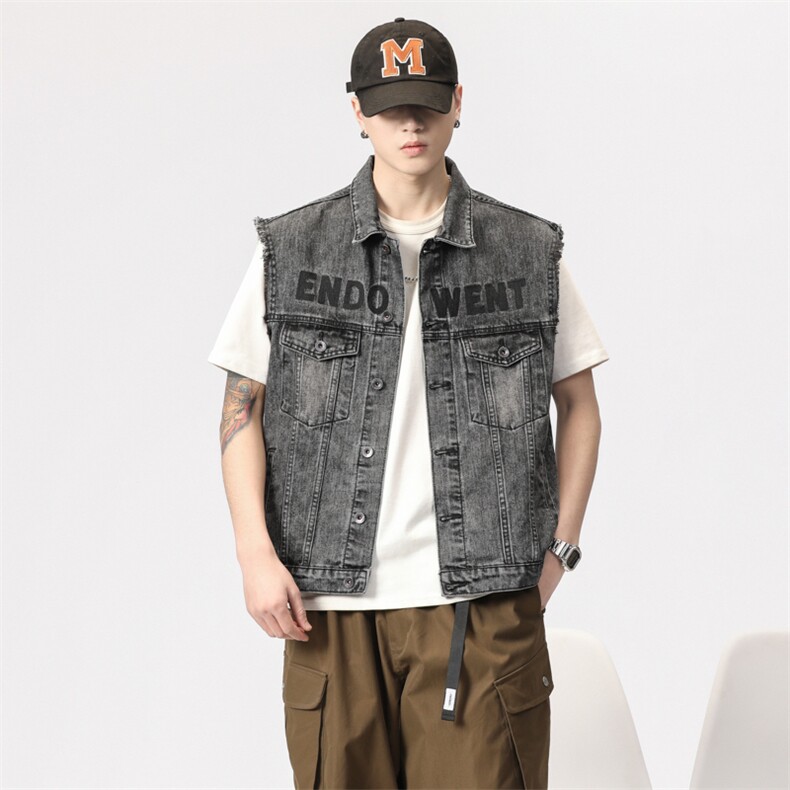 牛仔马甲男无袖坎肩背心马夹灰色XZ1112-1609-P75，男装背心/马甲，电商B223（原星座515-1）