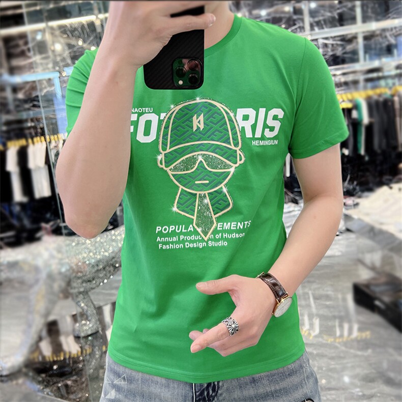 新款时尚高端精品欧货夏季男T恤短袖潮流抖音A227B-A-723-P48,男装T恤,电商A227B（原钱塘4066-1）