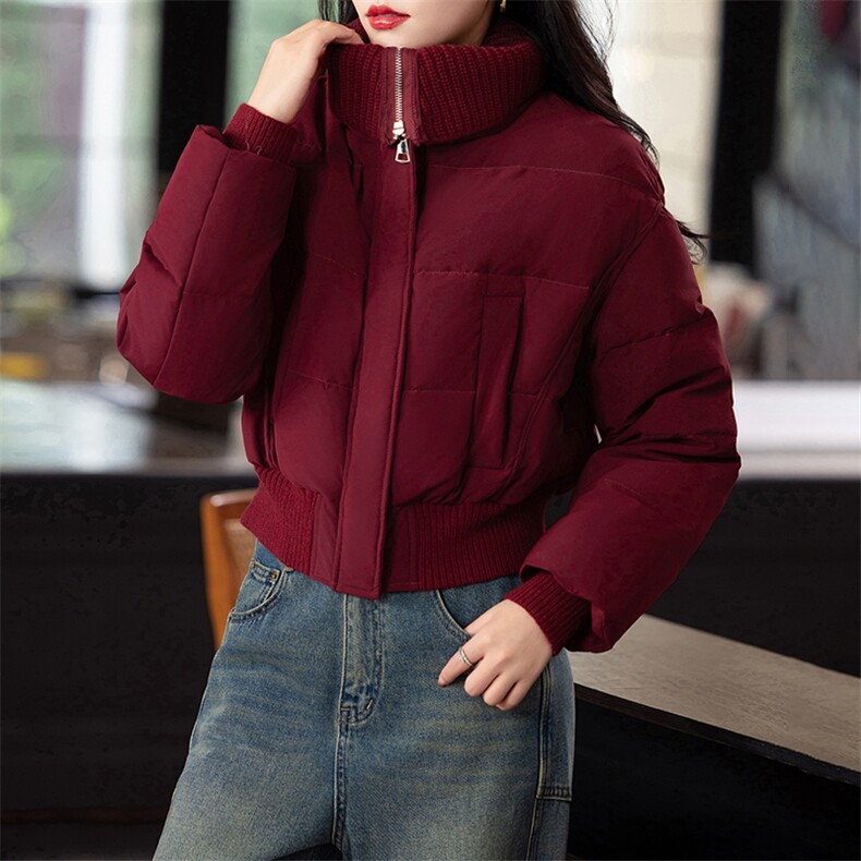 时尚新款女装短款毛线拼接羽绒服显瘦保暖轻薄外套,女装羽绒服,婷轩阁