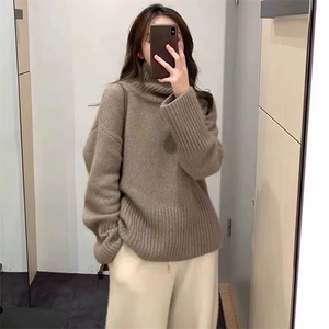 设计感小众高领打底衫女宽松套头针织毛衣高级感百搭图片