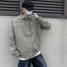 复古拉链机能风工装外套男潮牌高街宽松百搭飞行夹克JK241P68，男装夹克，星座410-2