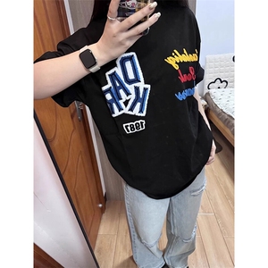 万针全刺绣工艺抖音得物高品质260克重磅纯棉双纱美式高街短袖T恤图片