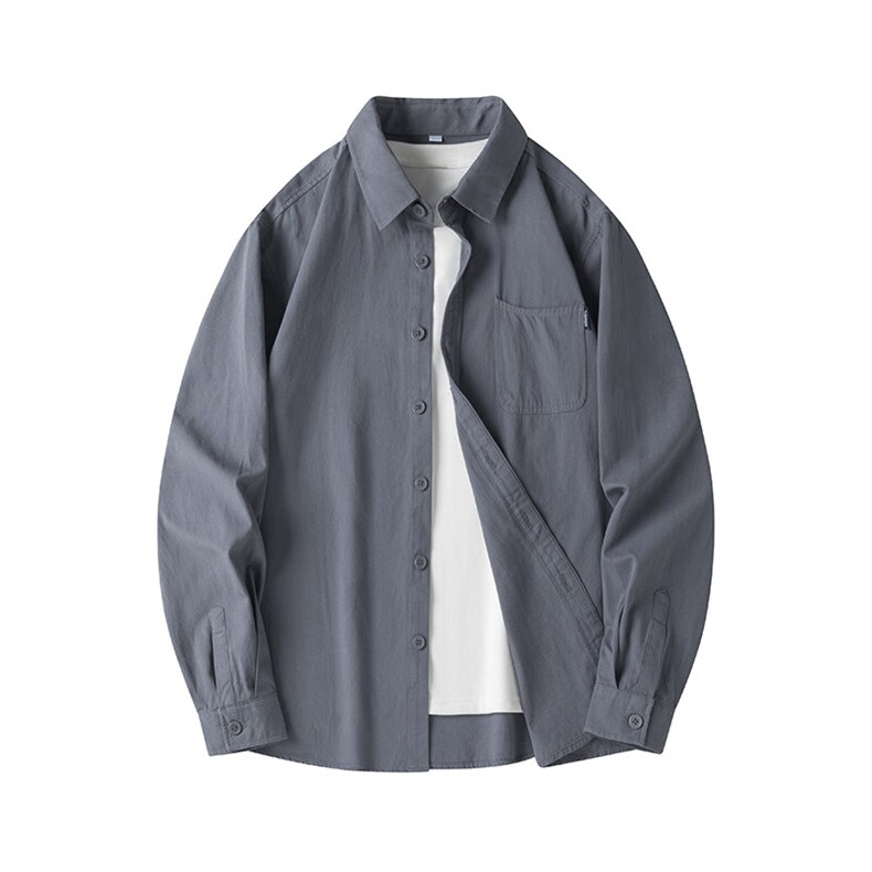 25年春季全棉纯色衬衫长袖大码宽松落肩现货DS-C323-1-6104-P45，男装衬衫，电商C323-1