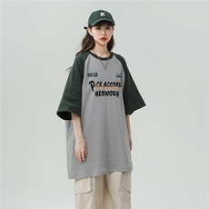 中性风23夏季时尚华夫格圆领字母印花宽松短袖T恤DT364P45控68，男装T恤，A247A