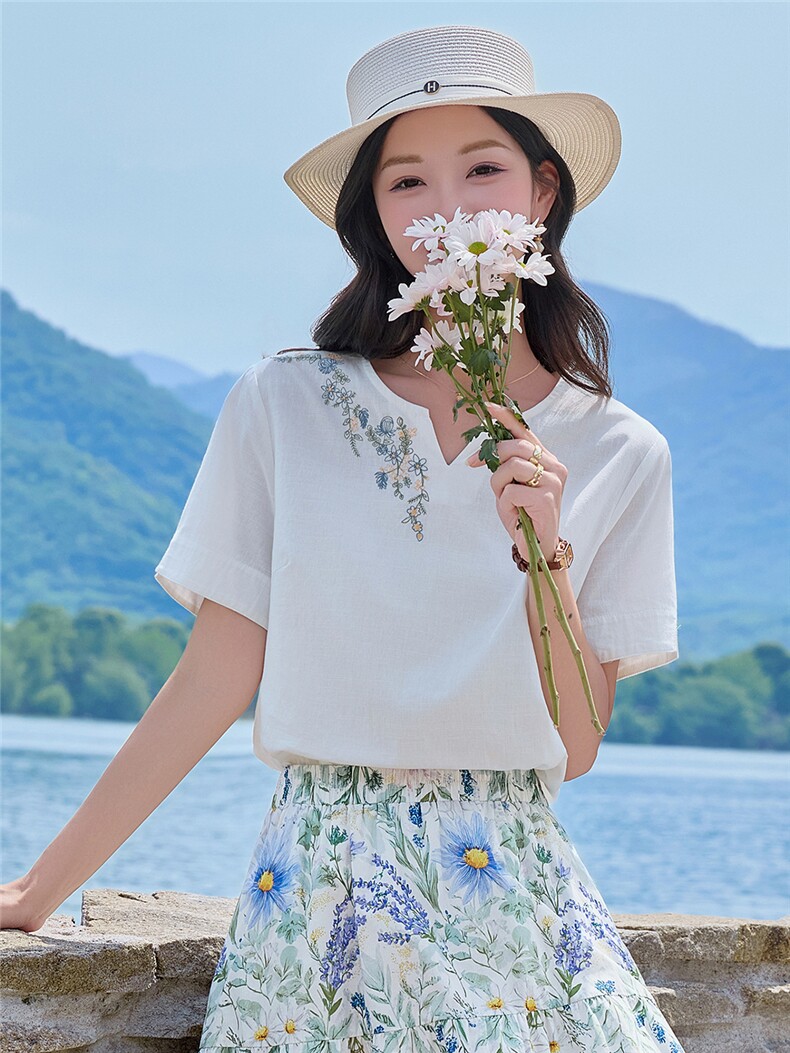 8363时尚刺绣上衣+印花半身裙套装（可分开购买）,女装套装/套裙,倪叶myz