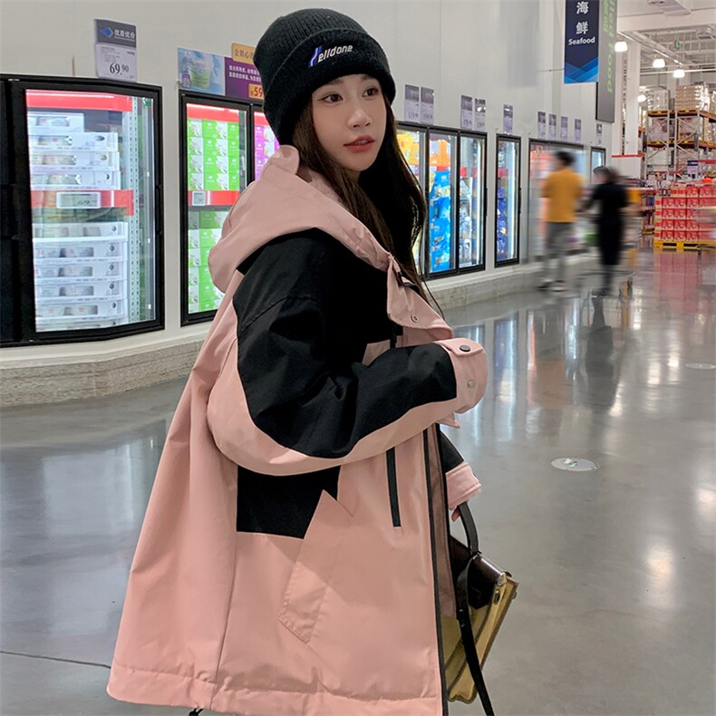 连帽工装冲锋衣加厚兔毛绒内里派克棉服3083P215K308,女装派克服,维壹