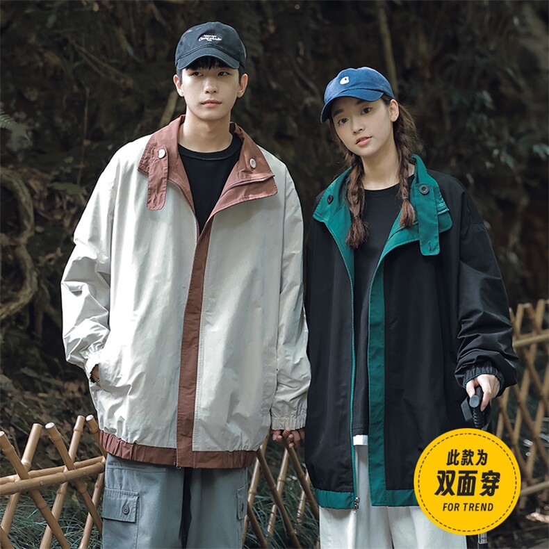 秋季新款立领休闲夹克男士帅气潮流外套两面穿CYJK9118-P75控118,男装夹克,电商A128