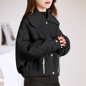 短款外套女2023新款冬季夹棉夹克秋冬薄款时尚棉衣棉服图片